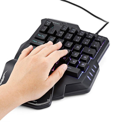 One-Handed Mechanical Gaming Keyboard RGB Backlit Portable Mini Gaming Keypad Game Controller