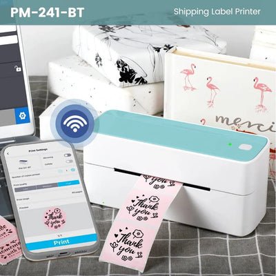 Bluetooth Shipping Label Printer, Wireless Thermal Label Printer, Small Postage Sticker Printer for Home Barcode