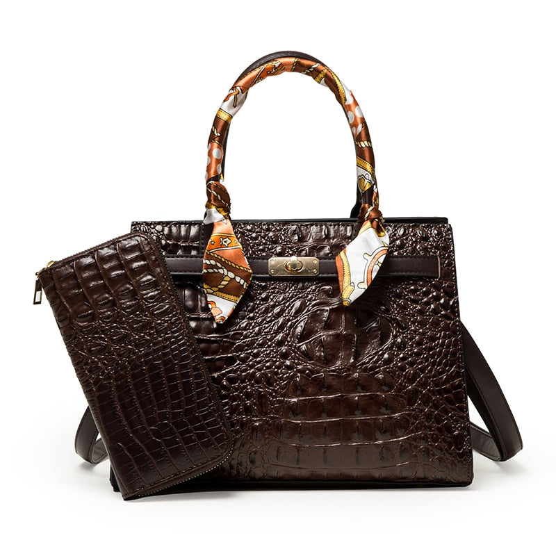 Luxury Crocodile Pattern Lady Handbag Women Shoulder Bags Designer Famous Brand Leather Crossbody Bag Large Handbags for Women